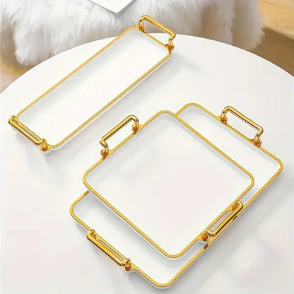 Serving Tray - Handles Ivory Golden