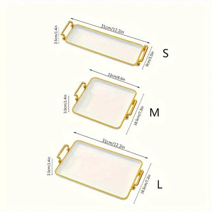 Serving Tray - Handles Ivory Golden