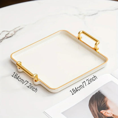 Serving Tray - Handles Ivory Golden