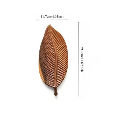 Serving Tray - Vintage Wooden Leaf Shape