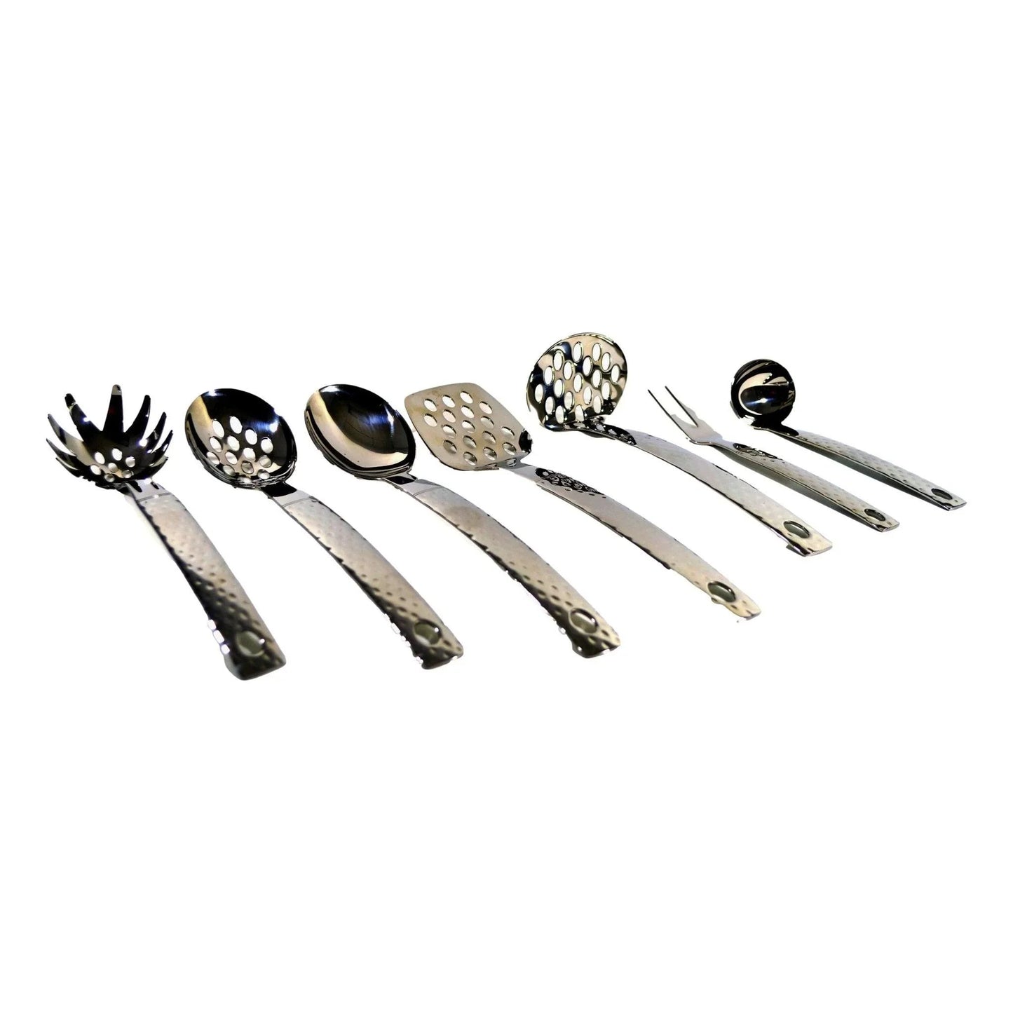 Serving Utensils Set with Hammered Design Handles - PoshaBella
