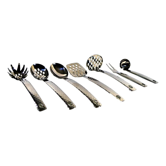 Serving Utensils Set with Hammered Design Handles - PoshaBella