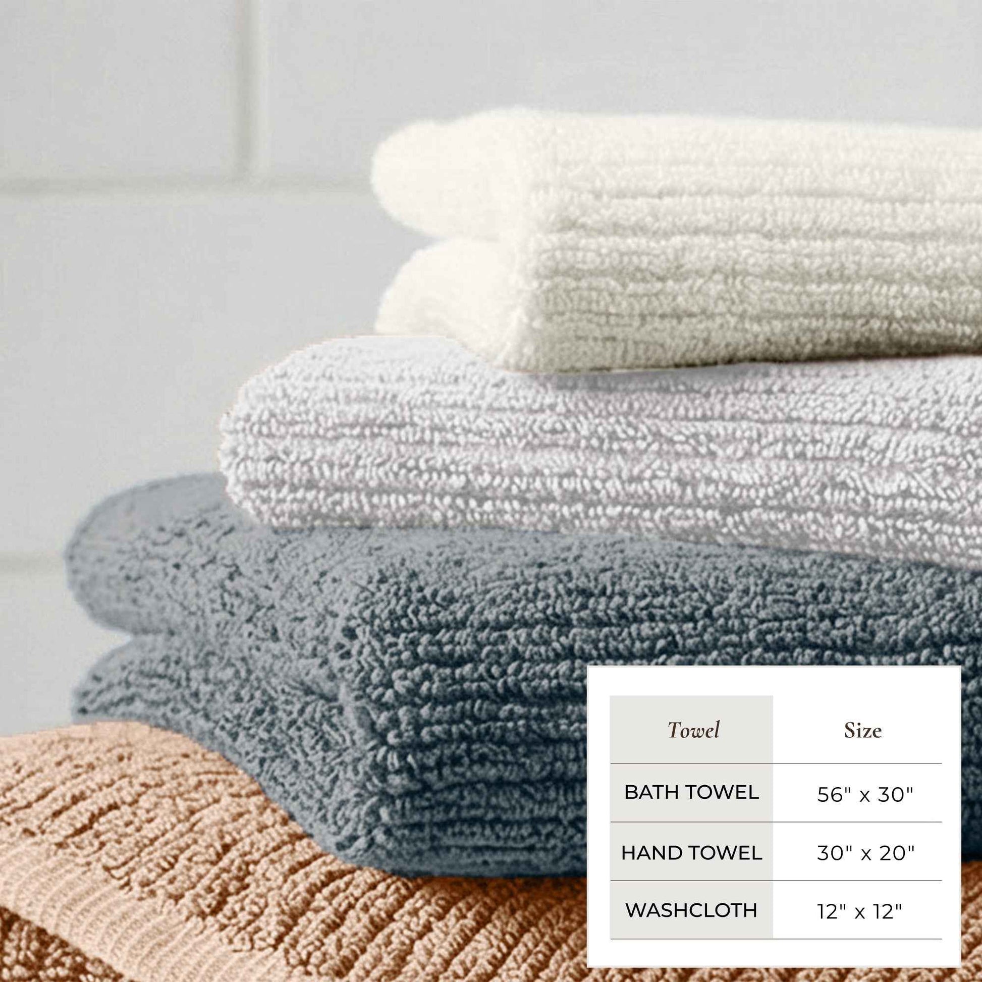 Turkish Cotton Ribbed 6-Piece Bath Towel Set - Georgiana Collection