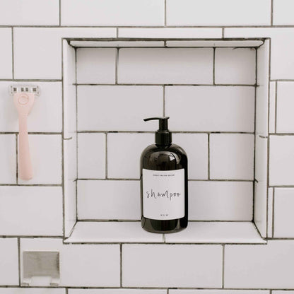 16oz Amber Plastic Shampoo Dispenser - White Label