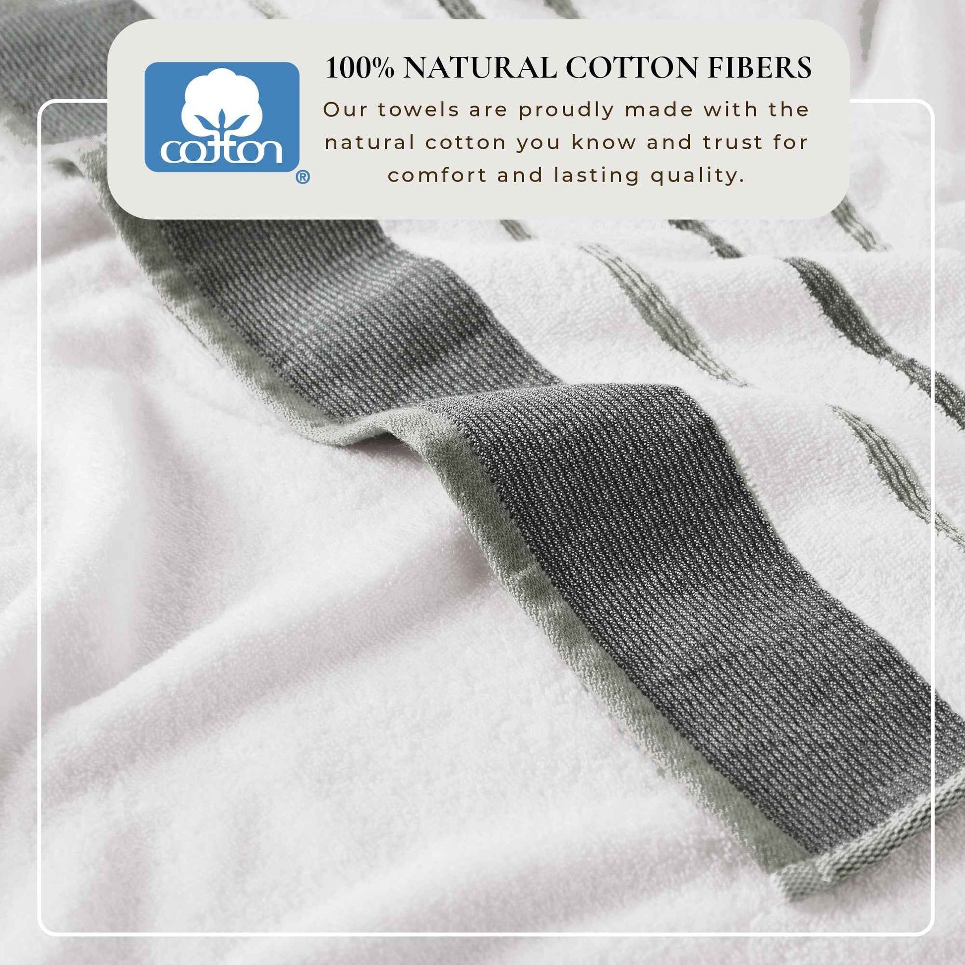 Decorative Cotton Stripe Bath Towel Set - Noelle Collection
