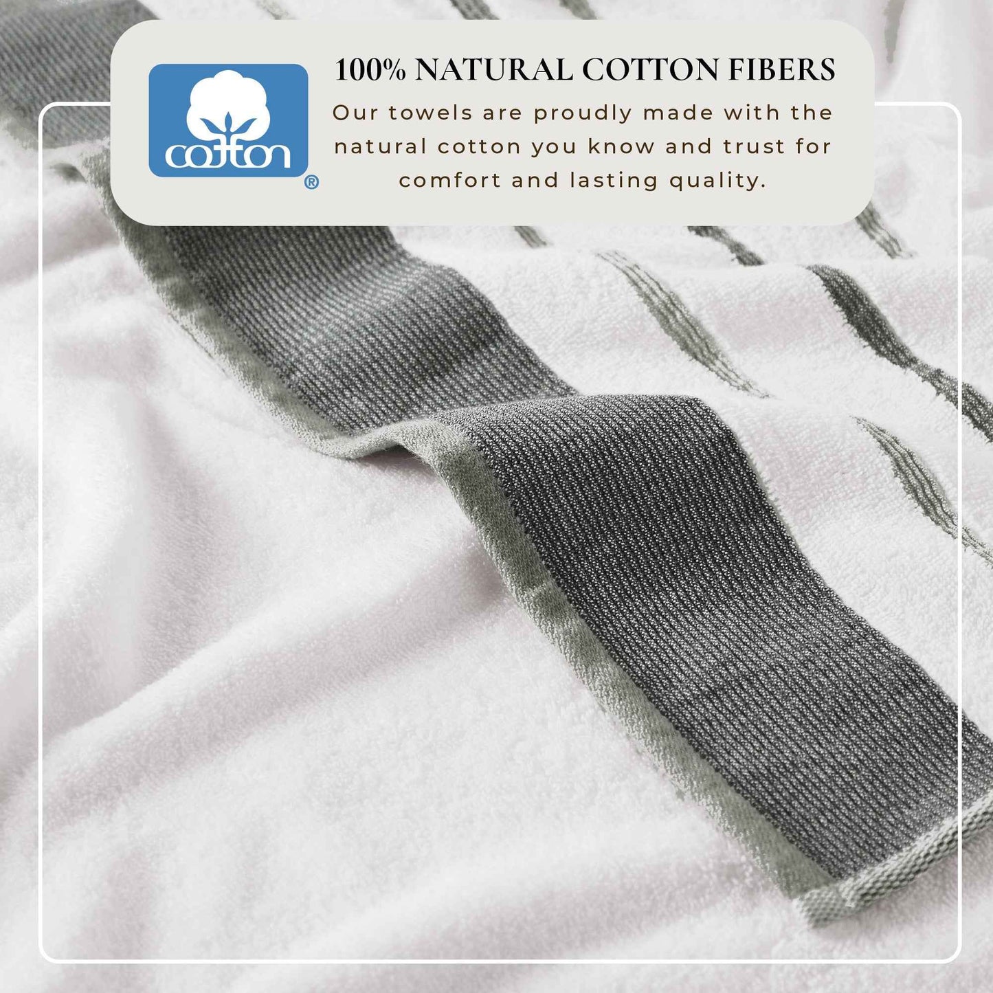 Decorative Cotton Stripe Bath Towel Set - Noelle Collection