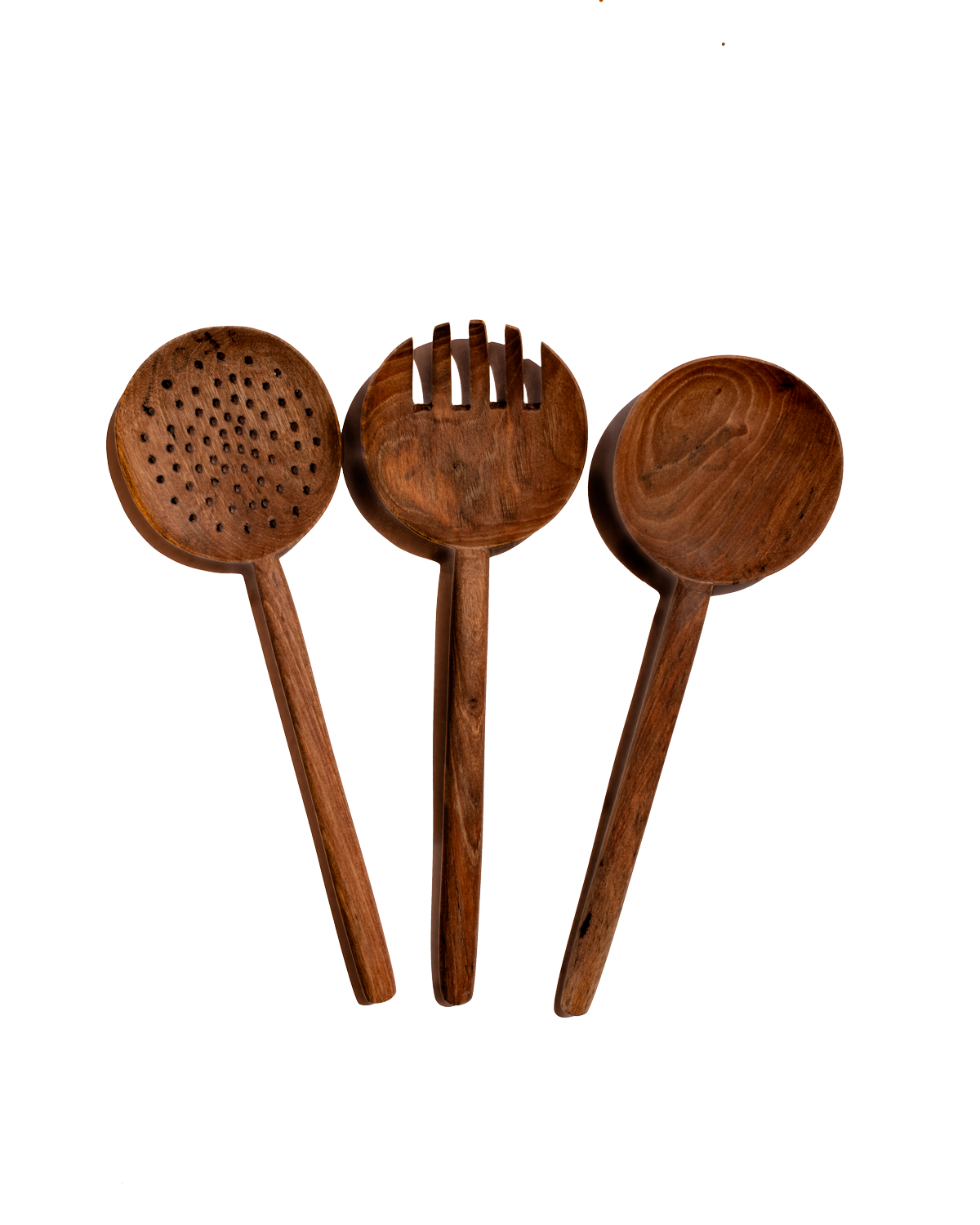 Walnut Long Handle Spoon - Set of 3 - PoshaBella