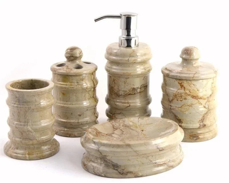 Soap & Lotion Dispenser of Sahara Beige Marble - Bengal Collection - PoshaBella