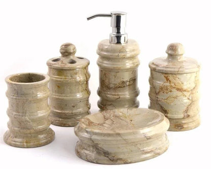 Soap & Lotion Dispenser of Sahara Beige Marble - Bengal Collection - PoshaBella
