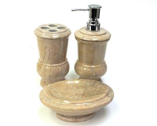Soap & Lotion Dispenser of Sahara Beige Marble - Pacific Collection - PoshaBella