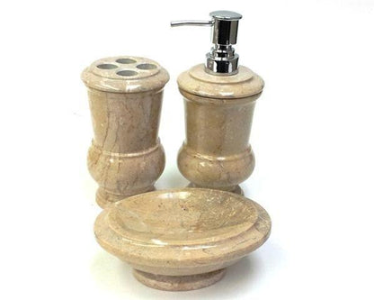 Soap & Lotion Dispenser of Sahara Beige Marble - Pacific Collection - PoshaBella