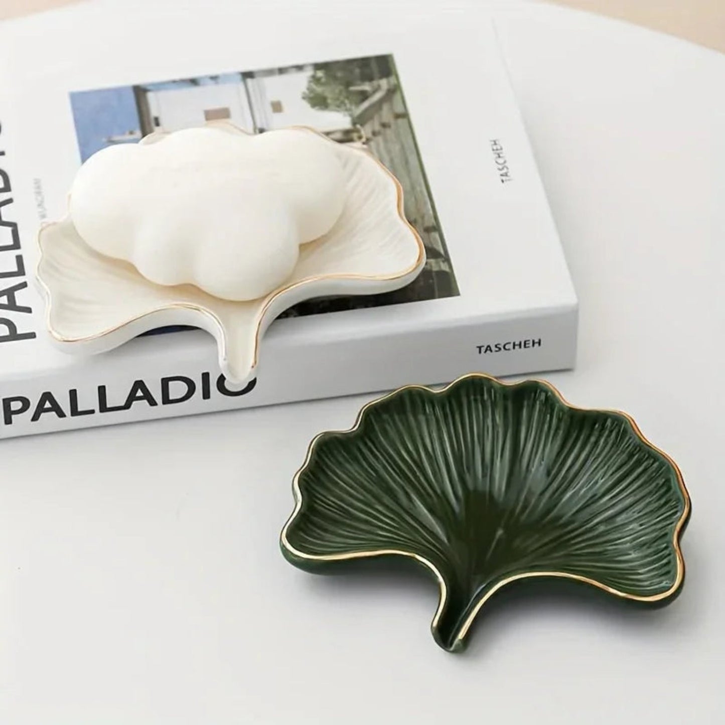 Soap Dish - Ceramic Golden Leaf