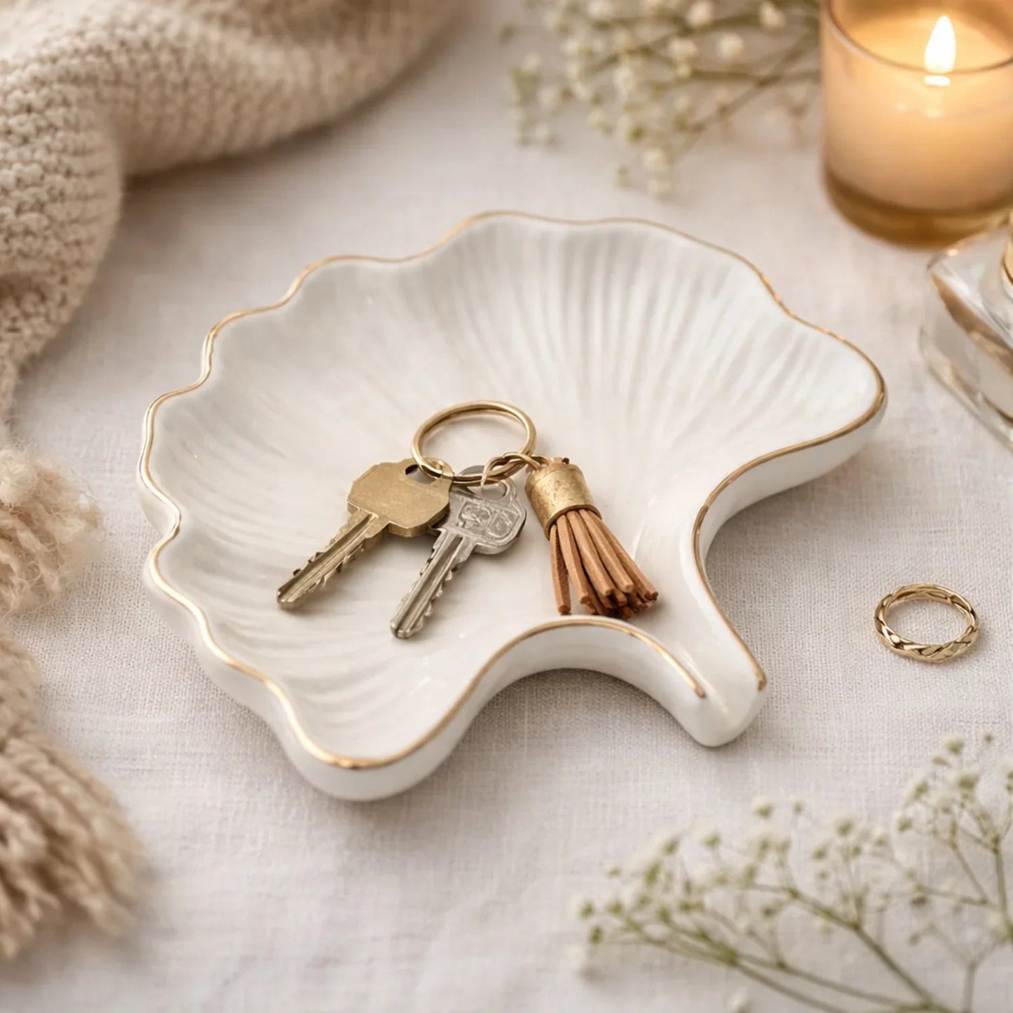 Soap Dish - Ceramic Golden Leaf