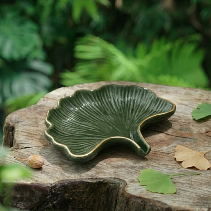 Soap Dish - Ceramic Golden Leaf