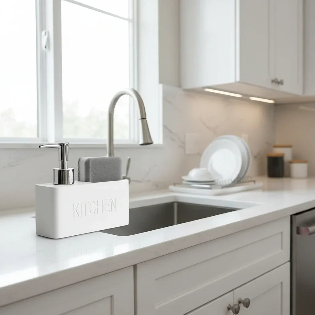 Soap Dispenser - Freestanding White Ceramic
