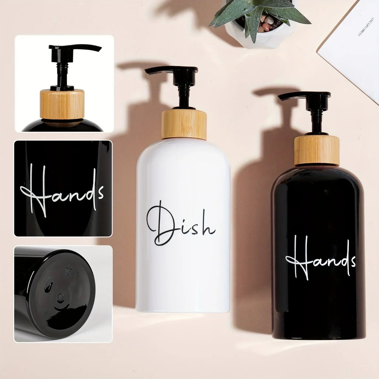 Soap Dispenser - Plastic Black & White 500ml