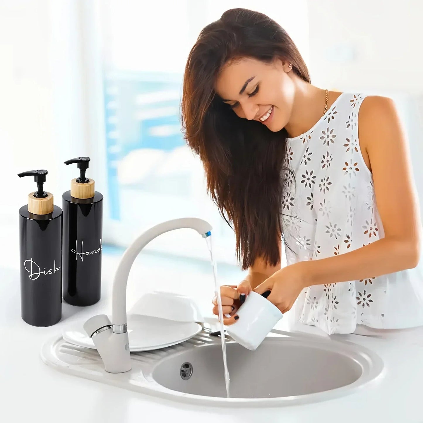 Soap Dispenser - Refillable Black Plastic