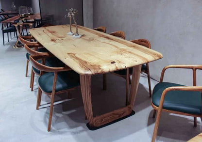 Rustic Solid Chestnut Wood Dining Table with Chestnut Legs