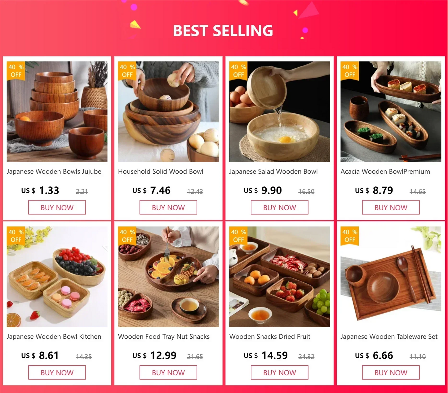 Soup Bowls - Retro Wooden Small