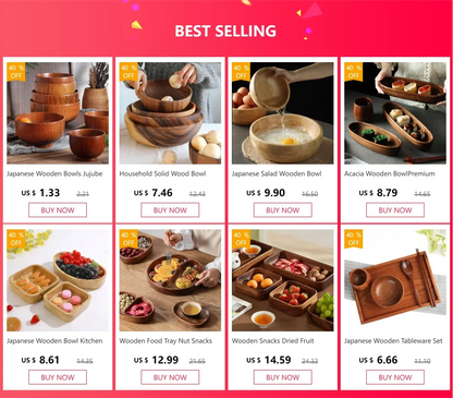 Soup Bowls - Retro Wooden Small