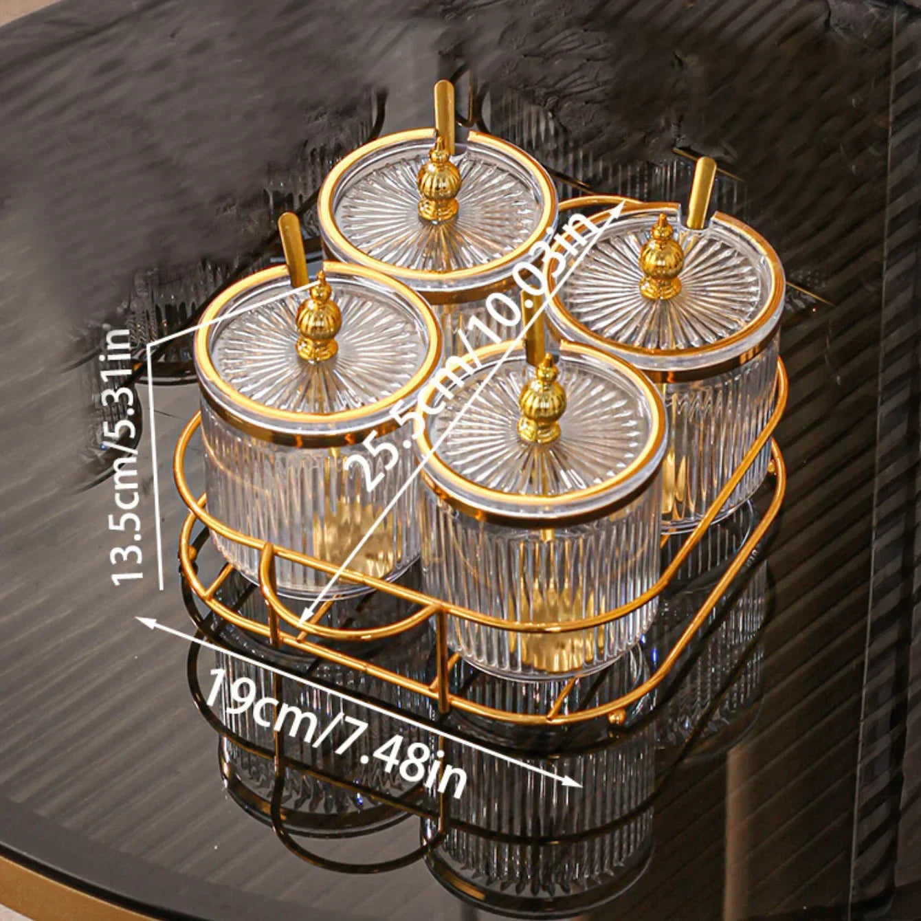 Spice Jars - Glass Golden Lid Set