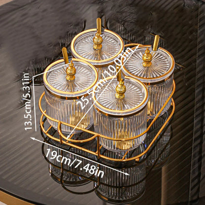 Spice Jars - Glass Golden Lid Set