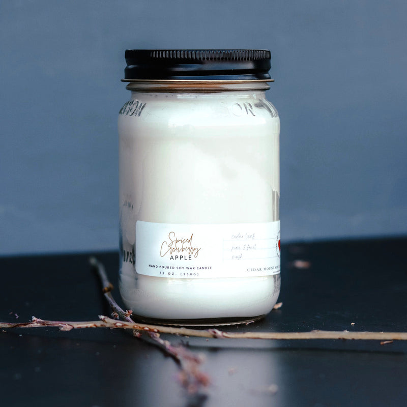 13 oz Mason Jar Soy Candle - Spiced Cranberry Apple