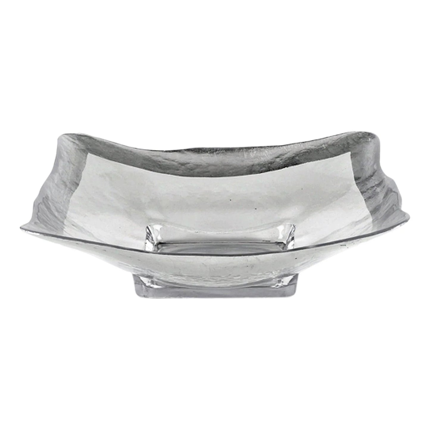 Square Bowl with Authentic Silver Leaf Pattern - PoshaBella