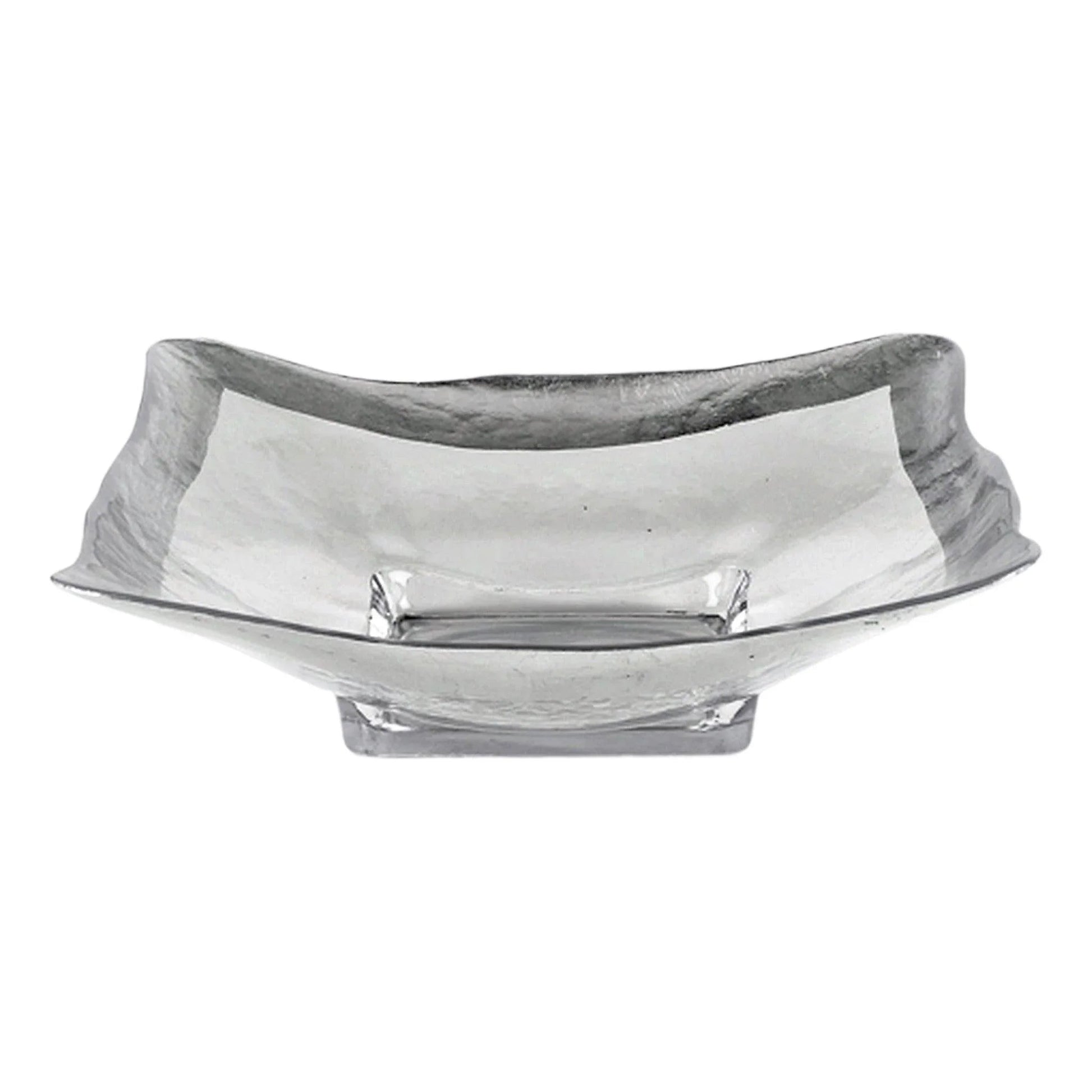 Square Bowl with Authentic Silver Leaf Pattern - PoshaBella