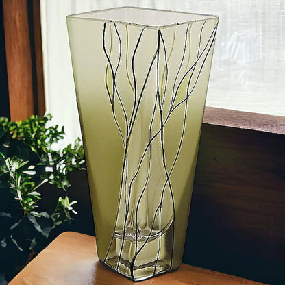 Square Vase - 8 inch Green Crystal vase - PoshaBella