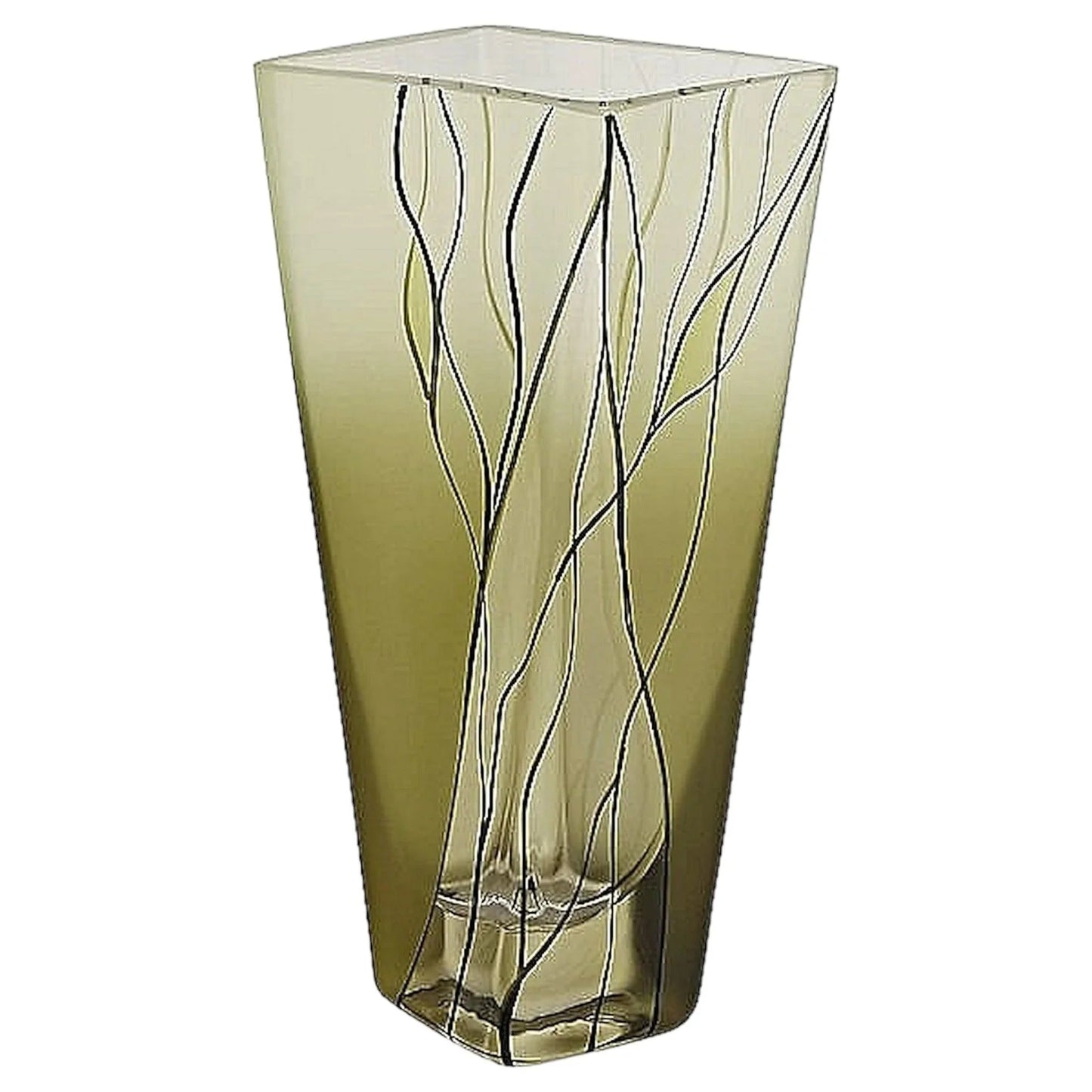 Square Vase - 8 inch Green Crystal vase - PoshaBella