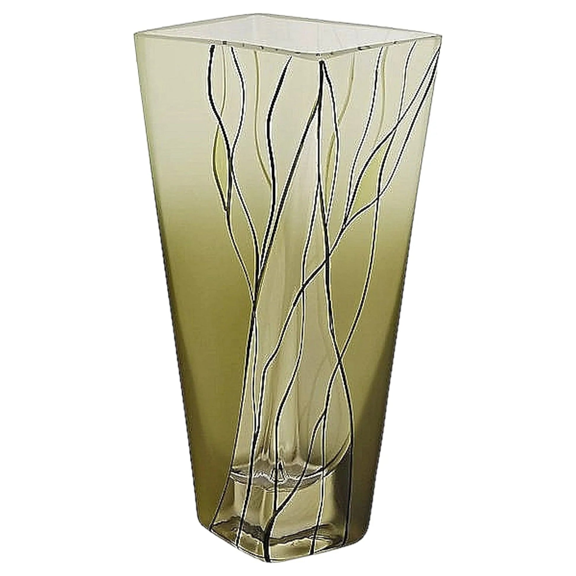 Square Vase - 8 inch Green Crystal vase - PoshaBella