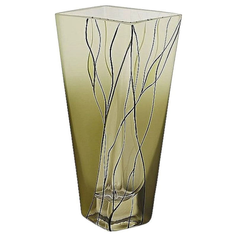 Square Vase - 8 inch Green Crystal vase