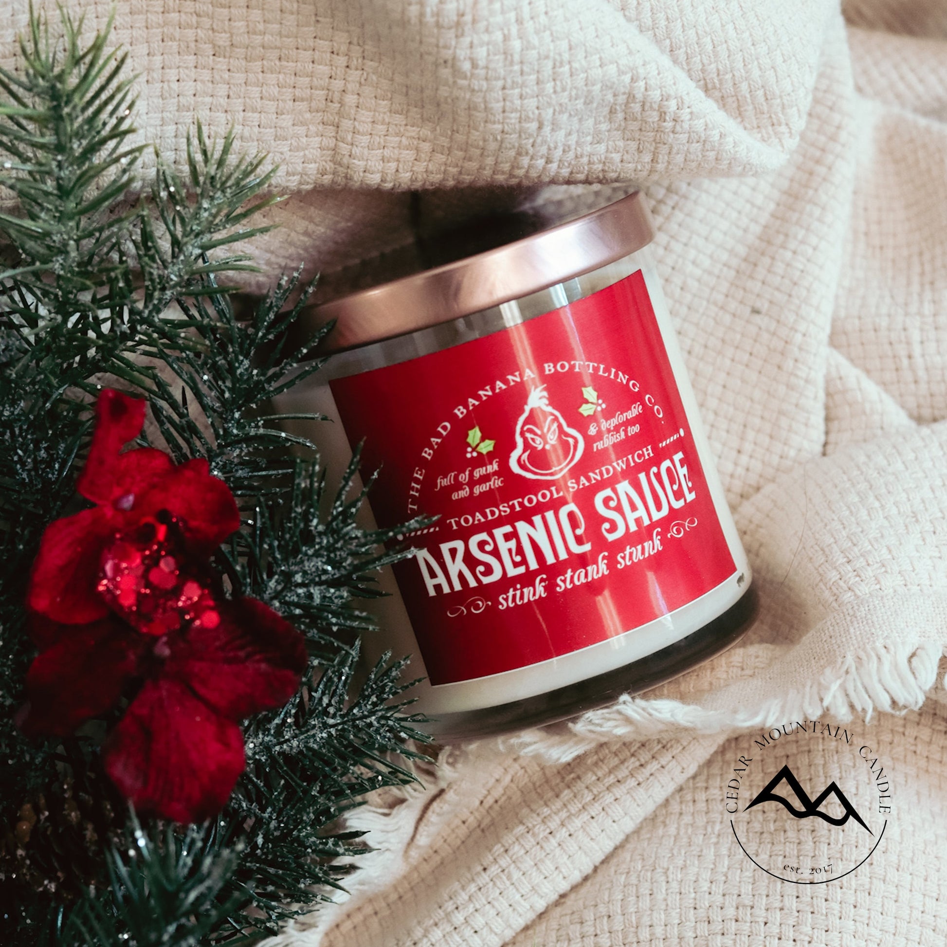Grinch Stink Stank Stunk 9 oz Jar Soy Candle - Winter Scents - PoshaBella