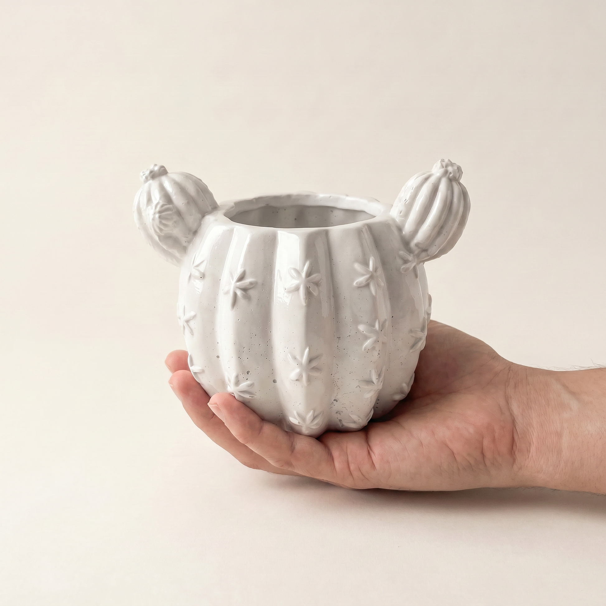 Barrel Cactus Planter, Gypsum White 3.5" Sunsum® Intentional Living