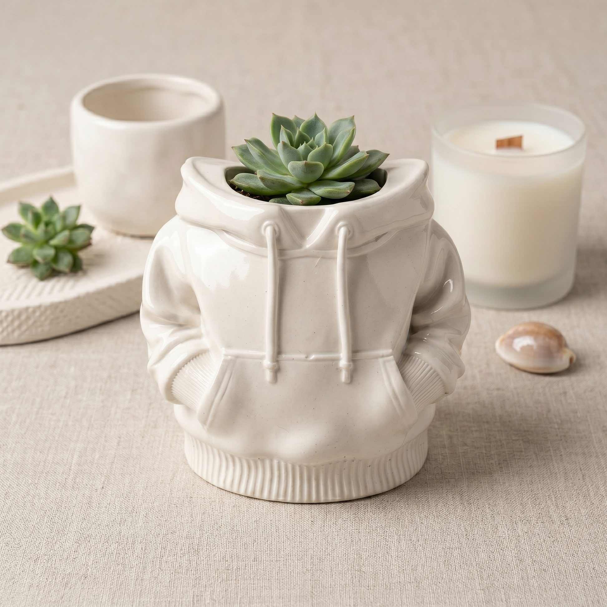 Hoodie Planter, Gypsum White 4" Sunsum® Intentional Living