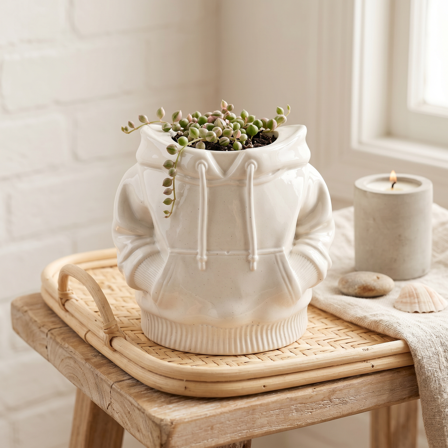 Hoodie Planter, Gypsum White 4" Sunsum® Intentional Living