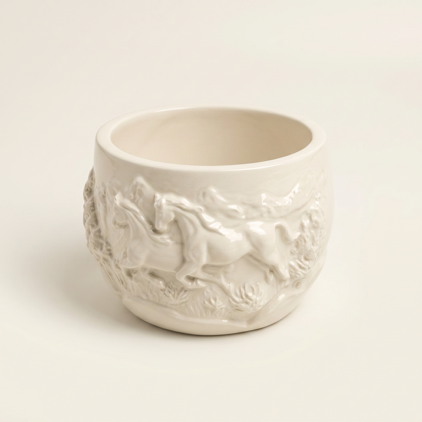 Mustang Horse Relief Planter, Gypsum White 3" Sunsum® Intentional Living