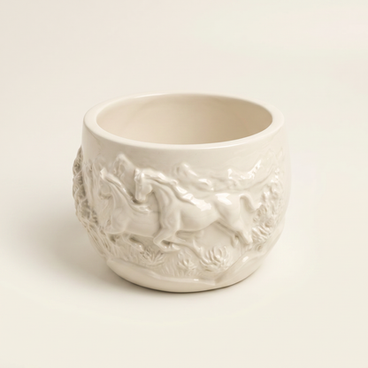 Mustang Horse Relief Planter, Gypsum White 3" Sunsum® Intentional Living