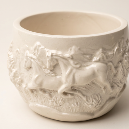 Mustang Horse Relief Planter, Gypsum White 3" Sunsum® Intentional Living