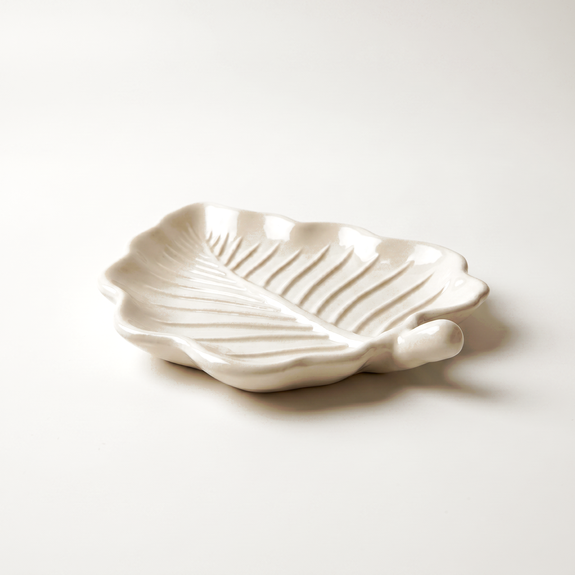 Elm Leaf Decorative Tray, Gypsum White 6" Sunsum® Intentional Living