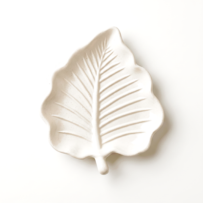 Elm Leaf Decorative Tray, Gypsum White 6" Sunsum® Intentional Living