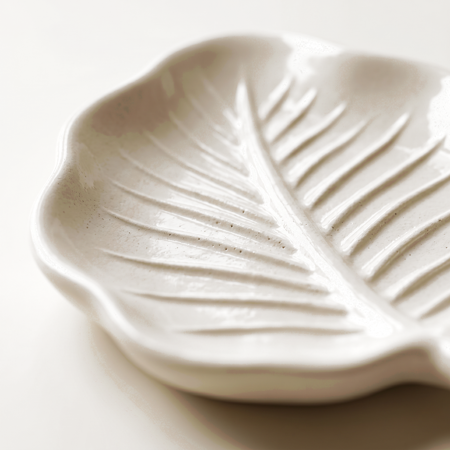 Elm Leaf Decorative Tray, Gypsum White 6" Sunsum® Intentional Living