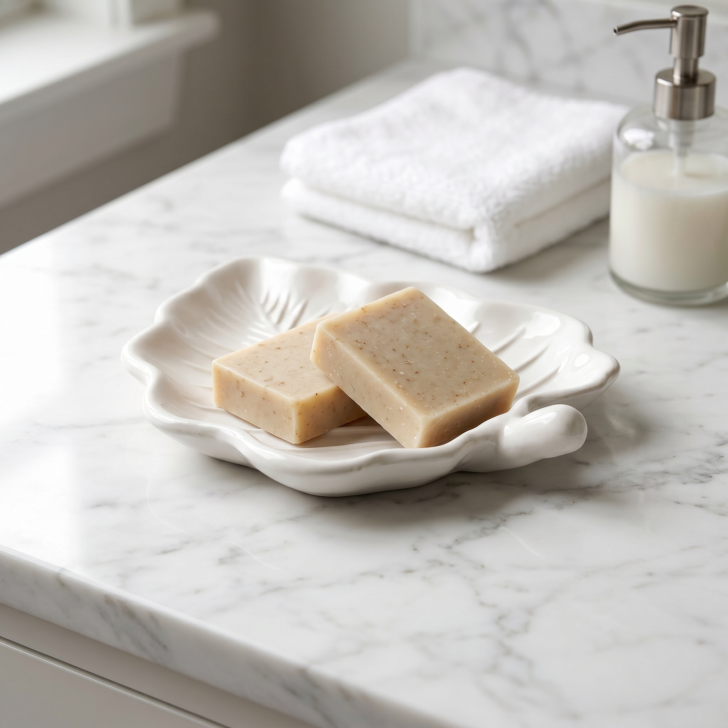 Elm Leaf Decorative Tray, Gypsum White 6" Sunsum® Intentional Living