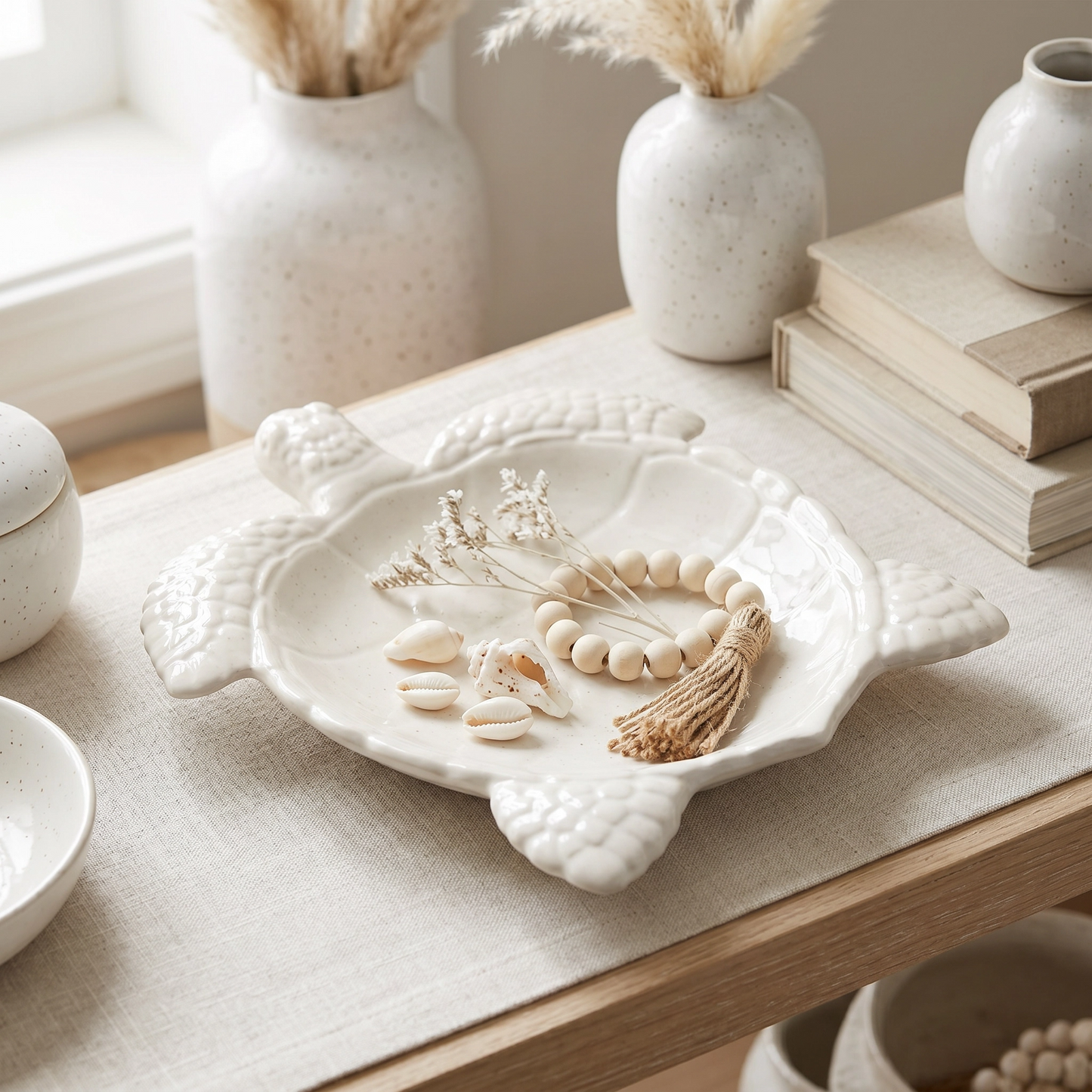 Sea Turtle Decorative Tray, Gypsum White 9" Sunsum® Intentional Living