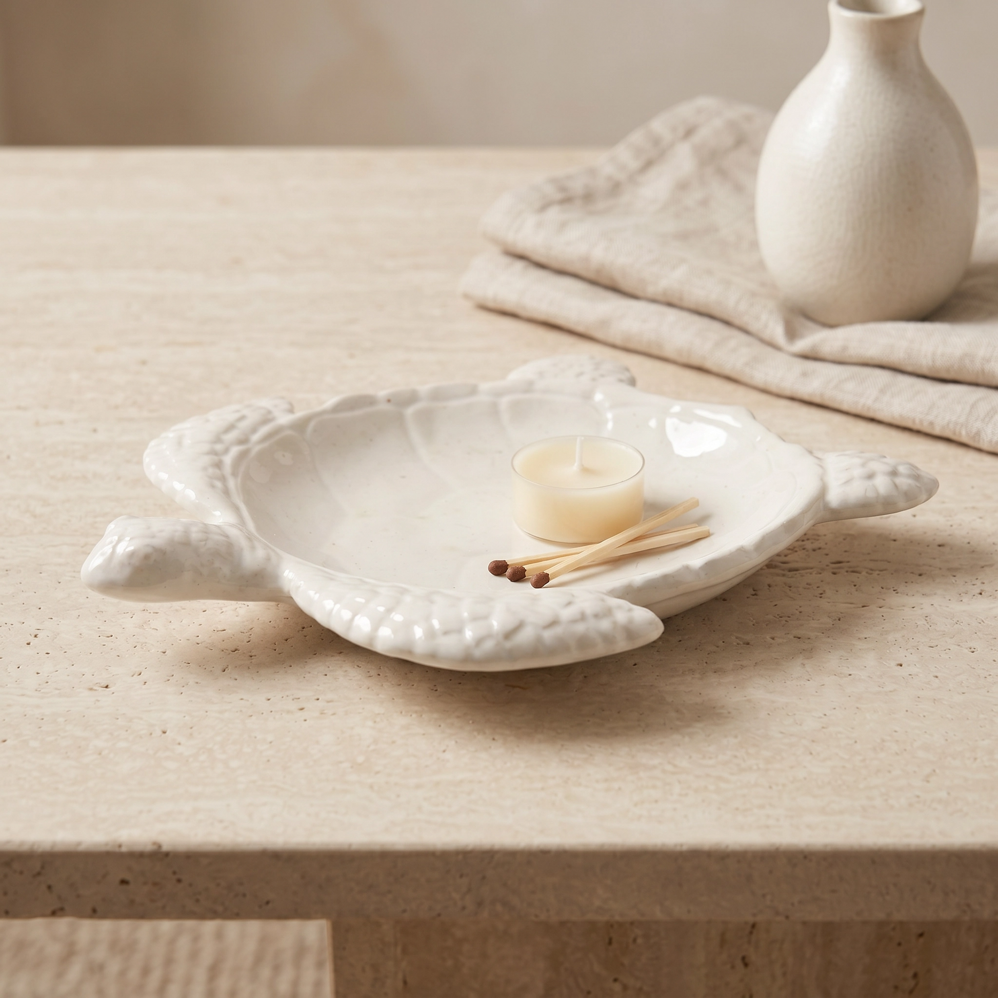 Sea Turtle Decorative Tray, Gypsum White 9" Sunsum® Intentional Living