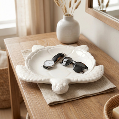 Sea Turtle Decorative Tray, Gypsum White 9" Sunsum® Intentional Living