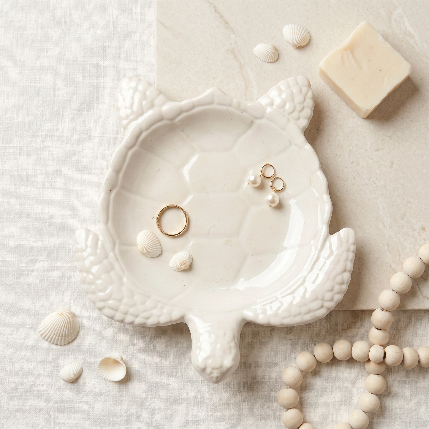 Sea Turtle Decorative Tray, Gypsum White 9" Sunsum® Intentional Living