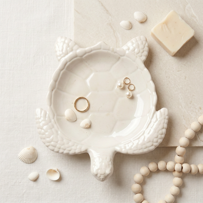 Sea Turtle Decorative Tray, Gypsum White 9" Sunsum® Intentional Living