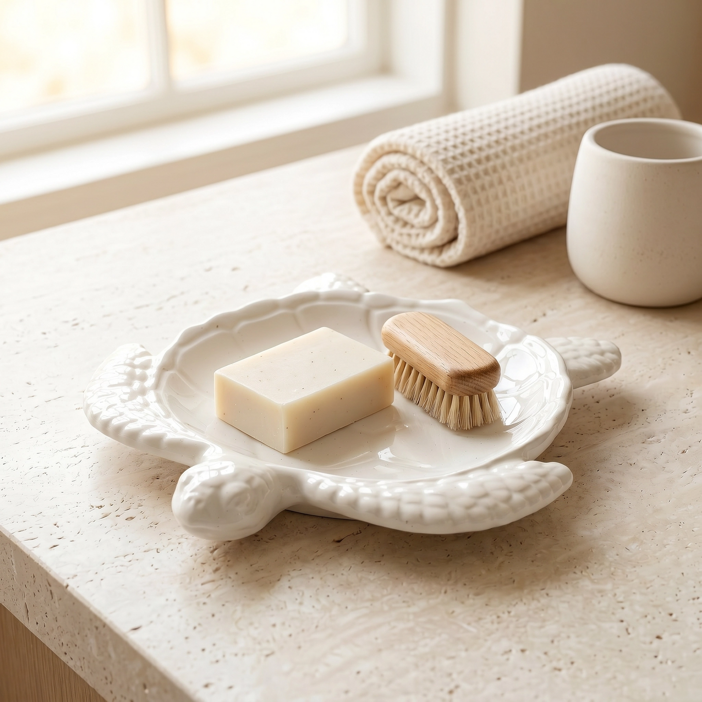 Sea Turtle Decorative Tray, Gypsum White 9" Sunsum® Intentional Living